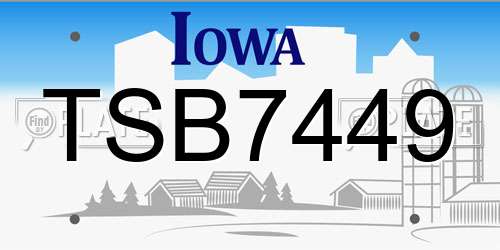 TSB7449 Iowa License Plate