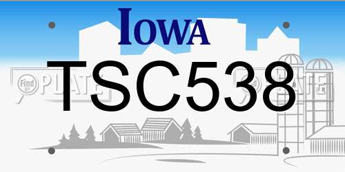 TSC538 Iowa License Plate