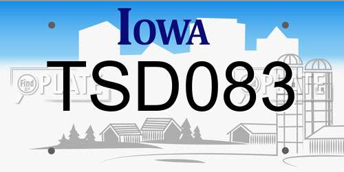 TSD083 Iowa License Plate