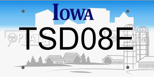 TSD08E Iowa License Plate