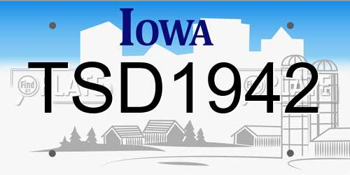TSD1942 Iowa License Plate
