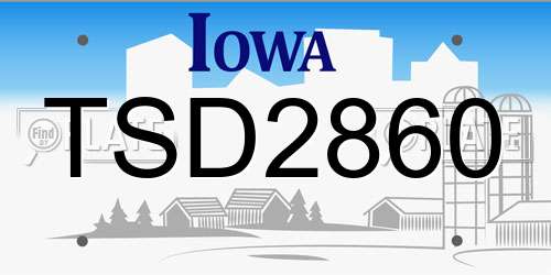 TSD2860 Iowa License Plate