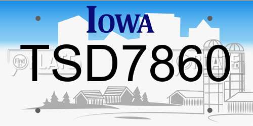 TSD7860 Iowa License Plate