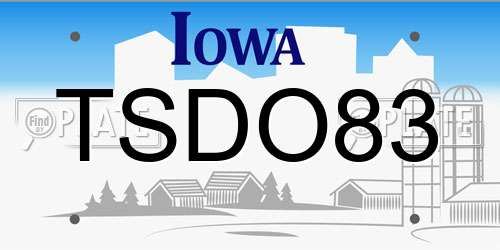 TSDO83 Iowa License Plate