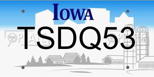 TSDQ53 Iowa License Plate