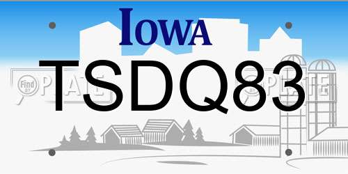 TSDQ83 Iowa License Plate