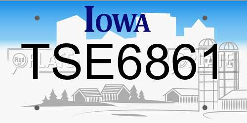 TSE6861 Iowa License Plate