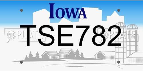 TSE782 Iowa License Plate