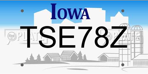 TSE78Z Iowa License Plate