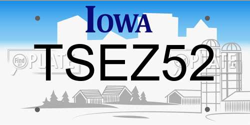 TSEZ52 Iowa License Plate