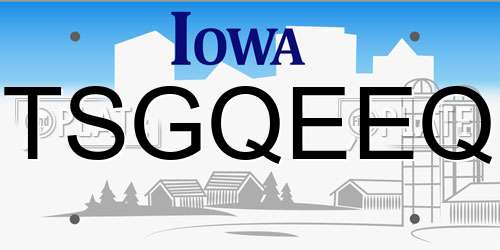 TSGQEEQ Iowa License Plate