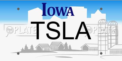 TSLA Iowa License Plate