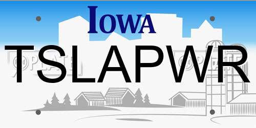 TSLAPWR Iowa License Plate