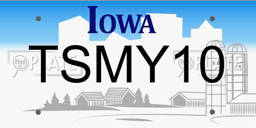 TSMY10 Iowa License Plate