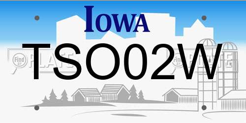 TSO02W Iowa License Plate