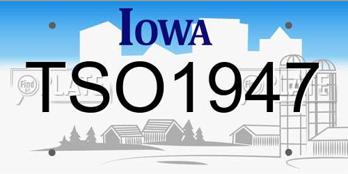 TSO1947 Iowa License Plate
