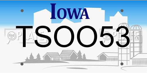 TSOO53 Iowa License Plate