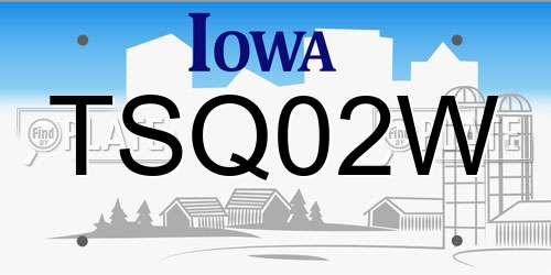 TSQ02W Iowa License Plate