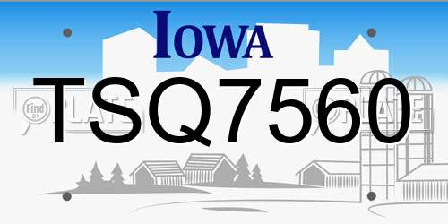 TSQ7560 Iowa License Plate