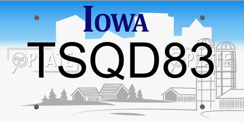 TSQD83 Iowa License Plate