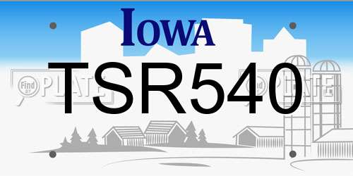 TSR540 Iowa License Plate