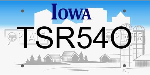 TSR54O Iowa License Plate