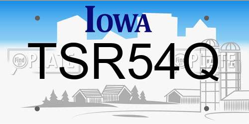 TSR54Q Iowa License Plate