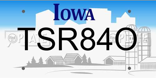 TSR84O Iowa License Plate