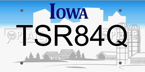 TSR84Q Iowa License Plate