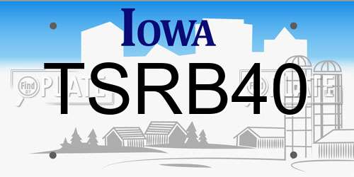 TSRB40 Iowa License Plate