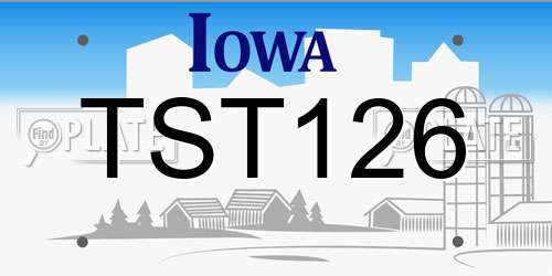 TST126 Iowa License Plate