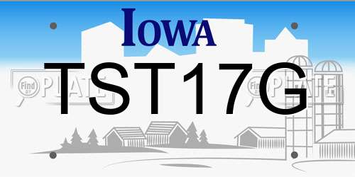 TST17G Iowa License Plate