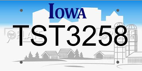 TST3258 Iowa License Plate