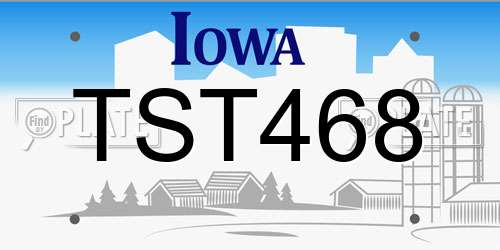 TST468 Iowa License Plate