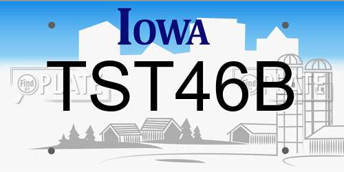 TST46B Iowa License Plate
