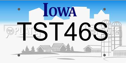 TST46S Iowa License Plate