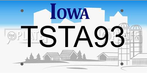 TSTA93 Iowa License Plate