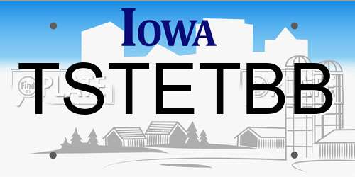 TSTETBB Iowa License Plate