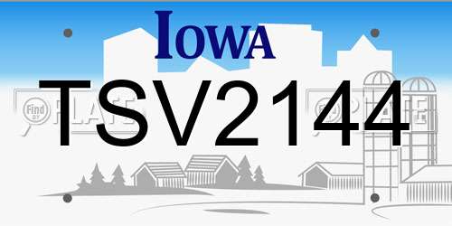 TSV2144 Iowa License Plate