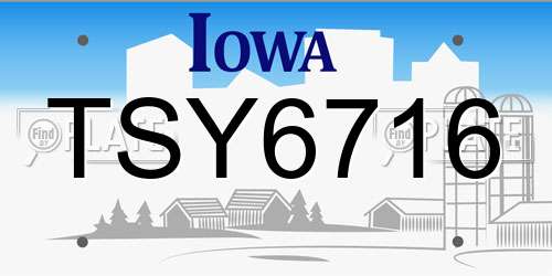 TSY6716 Iowa License Plate