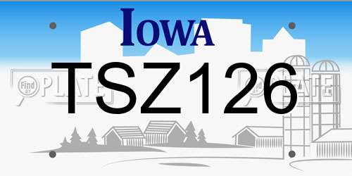 TSZ126 Iowa License Plate