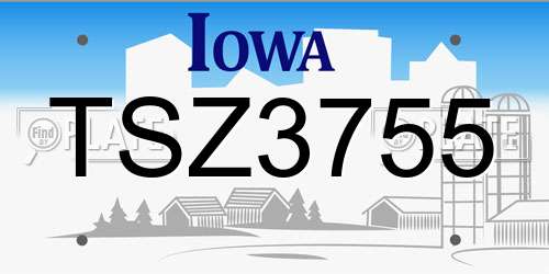 TSZ3755 Iowa License Plate