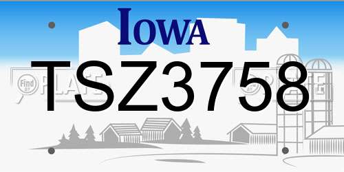 TSZ3758 Iowa License Plate