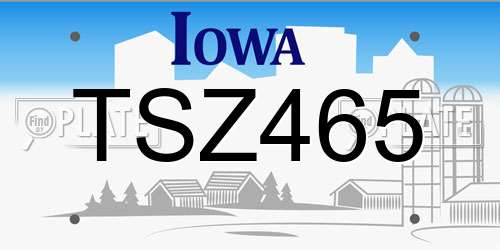 TSZ465 Iowa License Plate