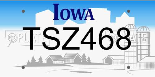 TSZ468 Iowa License Plate