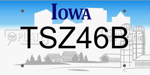 TSZ46B Iowa License Plate