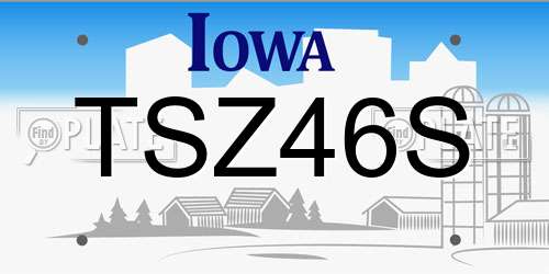 TSZ46S Iowa License Plate