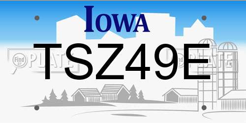 TSZ49E Iowa License Plate