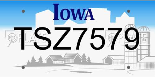 TSZ7579 Iowa License Plate