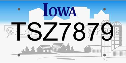 TSZ7879 Iowa License Plate